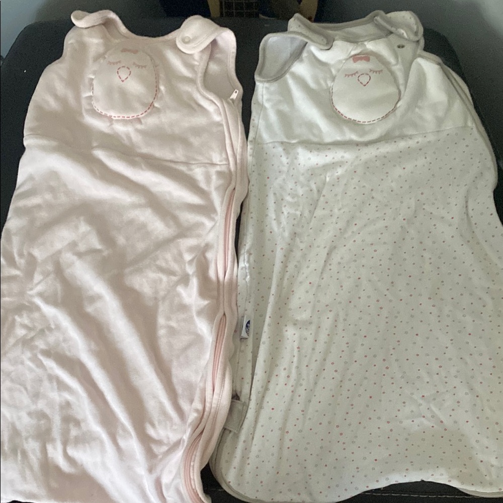 Cozy Pink and White Baby Sleep Sacks